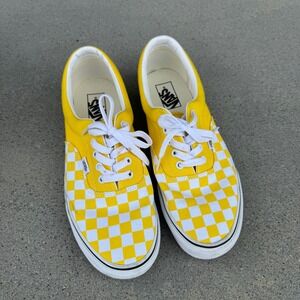 Vans Era Men Size 10 Checkerboard Yellow White Lace Up Skate Shoes
